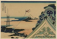 Katsushika Hokusai's Honganji at Asakusa in Edo (Tōto Asakusa Honganji), from the series Thirty-six Views of Mount Fuji (Fugaku sanjūrokkei) (ca. 1830&ndash;1832b)
