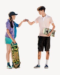 Teen bestie skateboarder isolated image