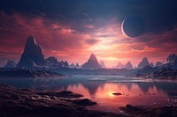 Landscape futuristic astronomy nature landscape panoramic outdoors. AI generated Image by rawpixel.