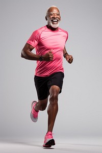 60 years old black Senior gay running jogging smiling. AI generated Image by rawpixel.