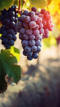 close up photo of grapes in a vineyard.  