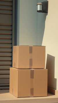 close up two boxes standing outside the door. AI generated Image by rawpixel. 