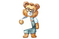 A lion teacher holding a clipboard cartoon cute toy. AI generated Image by rawpixel.
