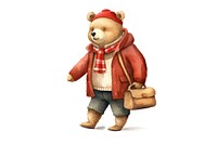 Bear waring shirt carrying a bag cute toy representation. AI generated Image by rawpixel.