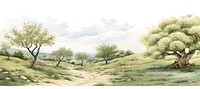 Landscape outdoors painting drawing. AI generated Image by rawpixel.