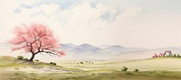 Landscape panoramic outdoors painting. 