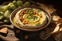 Freshly made hummus, ready to serve. AI generated image by rawpixel.