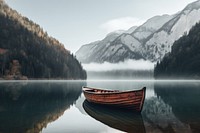 Lake boat landscape outdoors. 