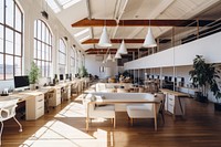 Coworking space architecture furniture building. AI generated Image by rawpixel.