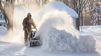 a photo of a Snowblower at work on a winter day.  