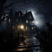 Horror house architecture building outdoors. AI generated Image by rawpixel.