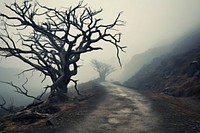 Dry tree fog landscape outdoors. AI generated Image by rawpixel.