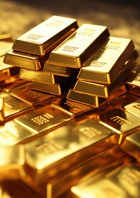 a real photo of gold bars.  