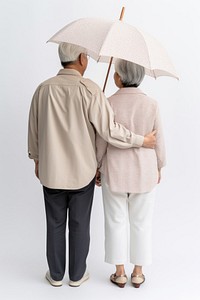 Umbrella coat white background togetherness. 