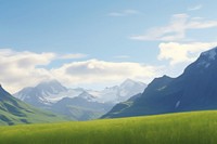 A spring landscape mountain grassland panoramic. 