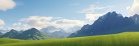 A spring landscape panoramic mountain outdoors. AI generated Image by rawpixel.