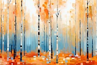 Autumn abstract painting birch. 