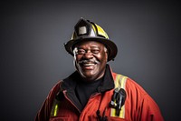 Black Senior firefighter smiling hardhat helmet. AI generated Image by rawpixel.