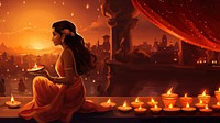 Diwali adult contemplation spirituality. AI generated Image by rawpixel. 