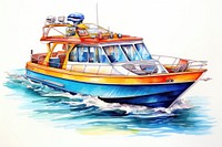 Motorized passenger boat vehicle boating yacht. 