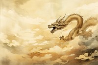 Chinese dradon flying in golden sky. 