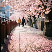 Sakura blossom walking nature flower. 