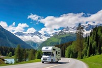 Motorhome camper van RV road trip. AI generated Image by rawpixel. 