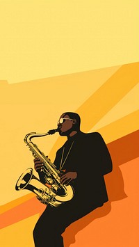 Aesthetic illustration of a black people playing saxophone.  