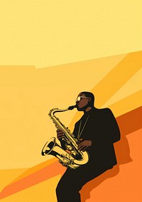 Aesthetic illustration of a black people playing saxophone.  