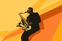 Aesthetic illustration of a black people playing saxophone.  