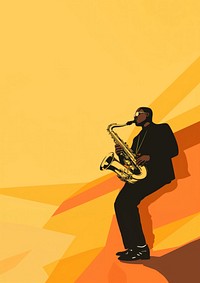 Aesthetic illustration of a black people playing saxophone.  