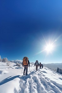 Hiking snow recreation adventure. 