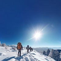 Hiking snow recreation adventure. 