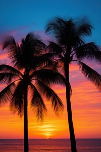 Palm trees silhouette outdoors nature. 