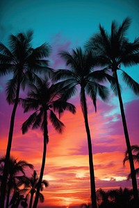 Palm trees silhouette outdoors nature