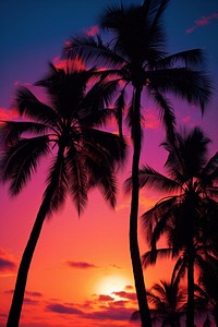 Palm trees silhouette outdoors nature. 