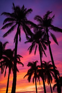 Palm trees silhouette outdoors nature. 