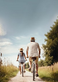 People riding bicycle. 