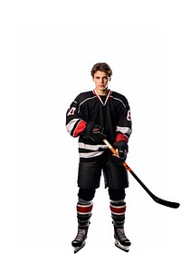 Hockey player sports white background competition. AI generated Image by rawpixel.