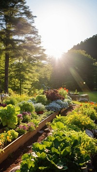 photo of a garden growing all summer long at farm. 