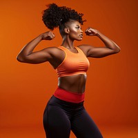 Sporty mixed-race african woman Doing Fitness portrait dancing sports. 