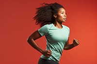 Half-african woman runner running jogging sports. 