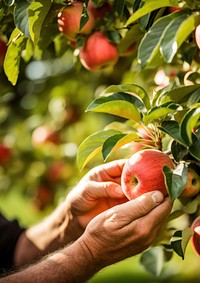 Apple picking farmer plant. 