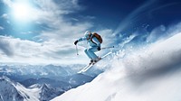 Skiing sports recreation outdoors. 