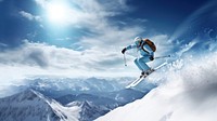 Skiing sports recreation outdoors. 