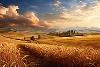 Autumn landscape agriculture harvesting. 