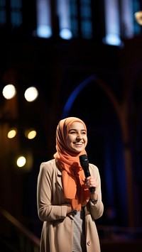 Muslim woman, public speaking. 