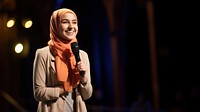 Muslim woman, public speaking. 