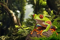 Red-eyed tree frog animal reptile nature remix