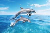 Dolphins jumping animal wildlife nature remix